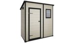 Keter Manor Pent 6x4ft Outdoor Garden Storage Shed with Window and Padlockable Door - Brown