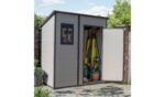 Keter Manor Pent 6x4ft Outdoor Garden Storage Shed with Window and Padlockable Door - Brown