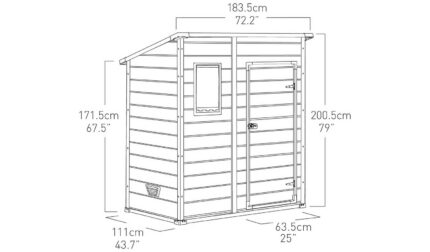 Keter Manor Pent 6x4ft Outdoor Garden Storage Shed with Window and Padlockable Door - Brown