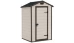 Keter Manor Apex 4x3ft Brown Outdoor Garden Storage Shed with Lockable Door