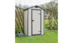 Keter Manor Apex 4x3ft Brown Outdoor Garden Storage Shed with Lockable Door