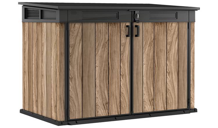 Keter Signature Oak 2020L Horizontal Garden Storage Shed - Durable & Stylish Outdoor Organization