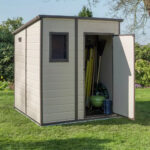 Keter Manor Pent 6x6ft: Durable Outdoor Garden Storage Shed with Window and Lockable Door - Brown