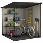 Keter Manor Pent 6x6ft: Durable Outdoor Garden Storage Shed with Window and Lockable Door - Brown