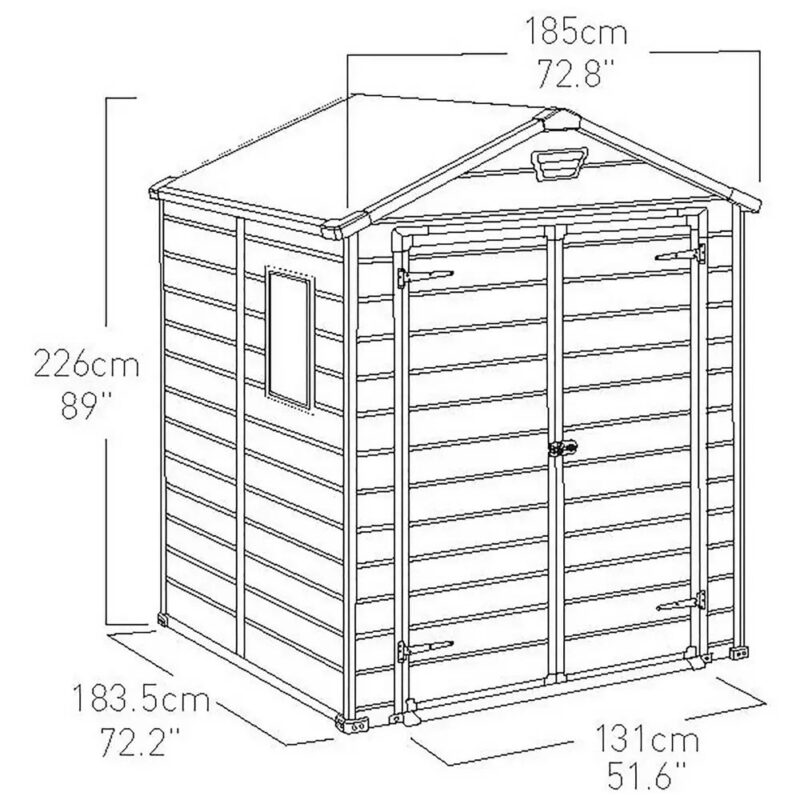 Keter Manor Pent 6x6ft: Durable Outdoor Garden Storage Shed with Window and Lockable Door - Brown