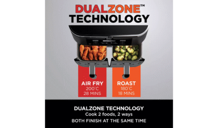 Ninja Foodi MAX Dual Zone AF400UK 9.5L Air Fryer - Black | Cook Two Meals at Once, Up to 75% Less Fat