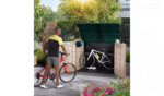 Keter Store It Out Ultra 2000L - Versatile Outdoor Storage Solution for Bikes, Garden Tools, and Wheelie Bins (Beige/Green)