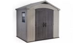 Durable Keter Factor Apex 8x6ft Beige/Brown Resin Garden Storage Shed with Double Doors and Window