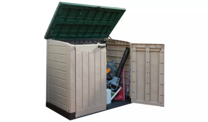 Keter Store It Out Max 1200L - Versatile Outdoor Garden Storage Box for Tools, Furniture, and Wheelie Bins (Beige/Green)