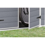 Keter Manor Grey 6x4 ft Durable Outdoor Plastic Garden Storage Shed with Window and Ventilation